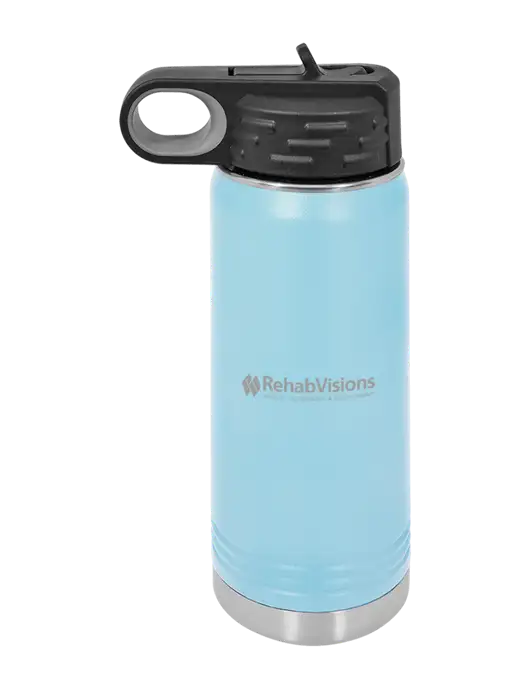 Polar Camel 20 oz Powder Coated Light Blue Vacuum Insulated Water Bottle w/RehabVisions Logo