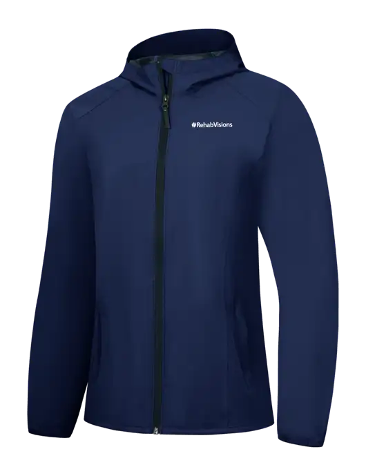 Womens Navy Essential Rain Jacket w/RehabVisions Logo