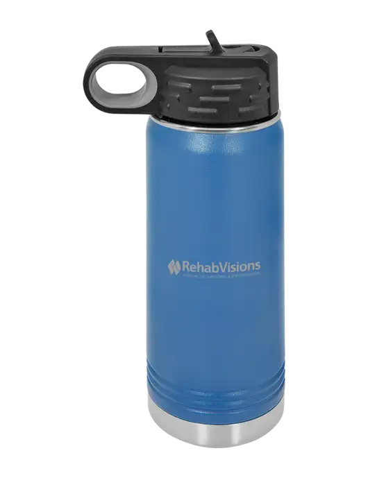 Polar Camel 20 oz Powder Coated Royal Vacuum Insulated Water Bottle w/RehabVisions Logo