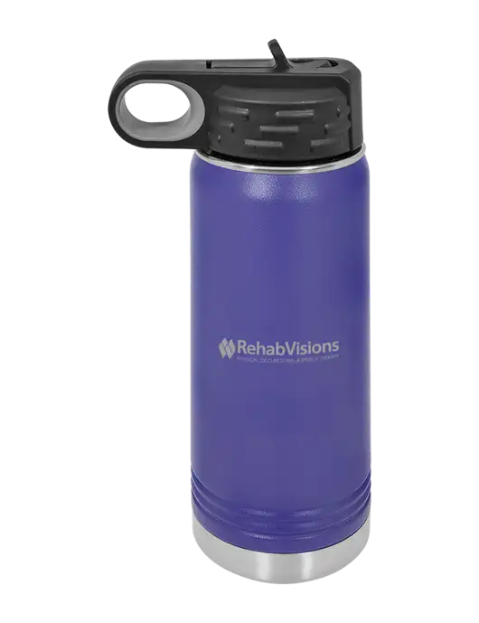 Polar Camel 20 oz Powder Coated Purple Vacuum Insulated Water Bottle w/RehabVisions Logo