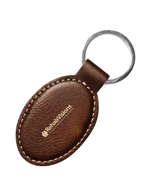 Rustic Leatherette Oval Keychain w/RehabVisions Logo