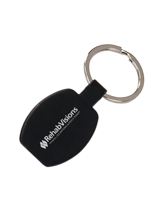 Black Laserable Rounded Rectangle Keychain w/RehabVisions Logo