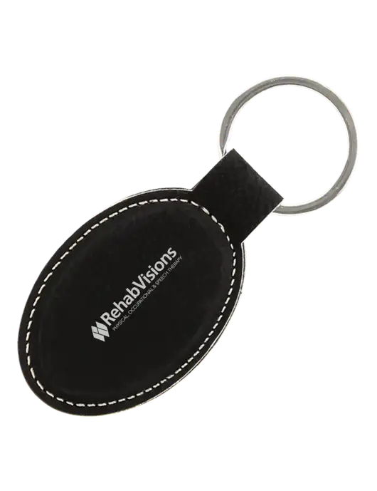 Black Leatherette Oval Keychain w/RehabVisions Logo