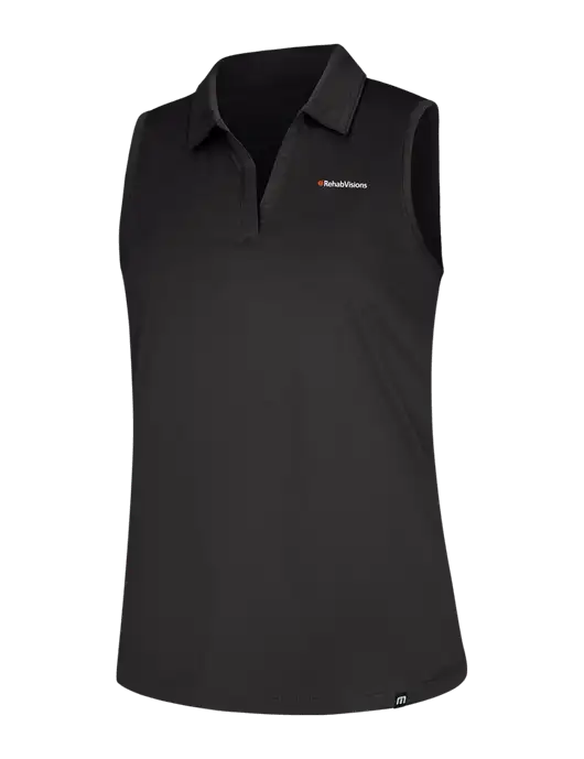 TravisMathew Womens Black Coto Performance Sleeveless Polo w/RehabVisions Logo