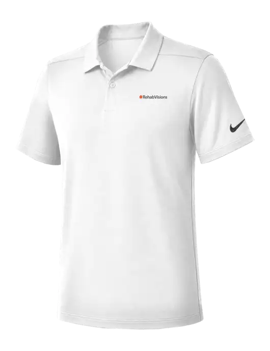 Nike White Dry Essential Solid Polo w/RehabVisions Logo