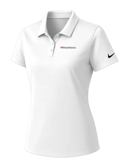 Nike Womens White Dry Essential Solid Polo w/RehabVisions Logo