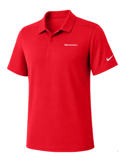 Nike Red Dry Essential Solid Polo w/RehabVisions Logo