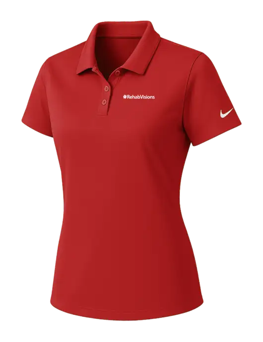 Nike Womens Red Dry Essential Solid Polo w/RehabVisions Logo
