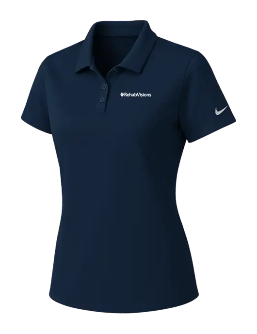 Nike Womens Navy Dry Essential Solid Polo w/RehabVisions Logo