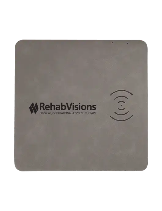 Grey Laserable Leatherette Phone Charging Mat w/RehabVisions Logo