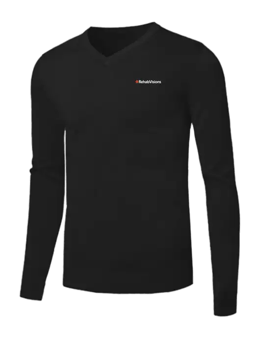 Brooks Brothers Black Washable Merino V-Neck Sweater w/RehabVisions Logo