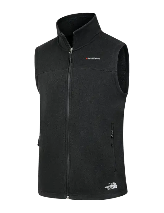 North Face Black Heather Sweater Fleece Vest  w/RehabVisions Logo