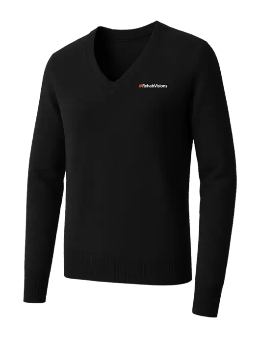 Brooks Brothers Womens Black Washable Merino V-Neck Sweater w/RehabVisions Logo