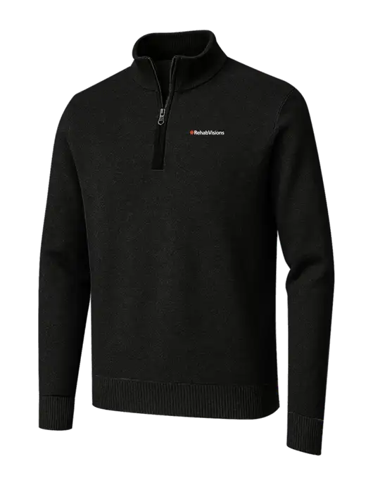 Brooks Brothers Black Washable Merino Birdseye 1/4-Zip Sweater w/RehabVisions Logo