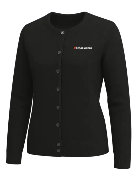 Brooks Brothers Womens Black Washable Merino Cardigan Sweater w/RehabVisions Logo