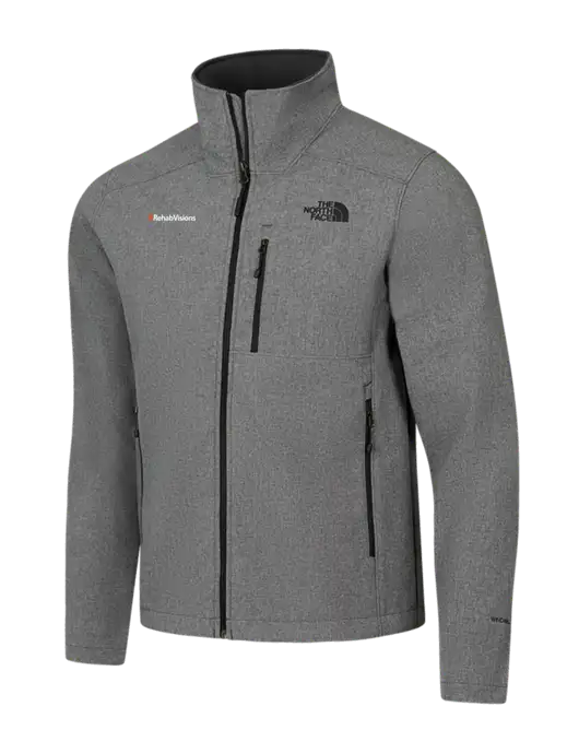 North Face Light Grey Heather Apex Barrier Soft Shell Jacket w/RehabVisions Logo