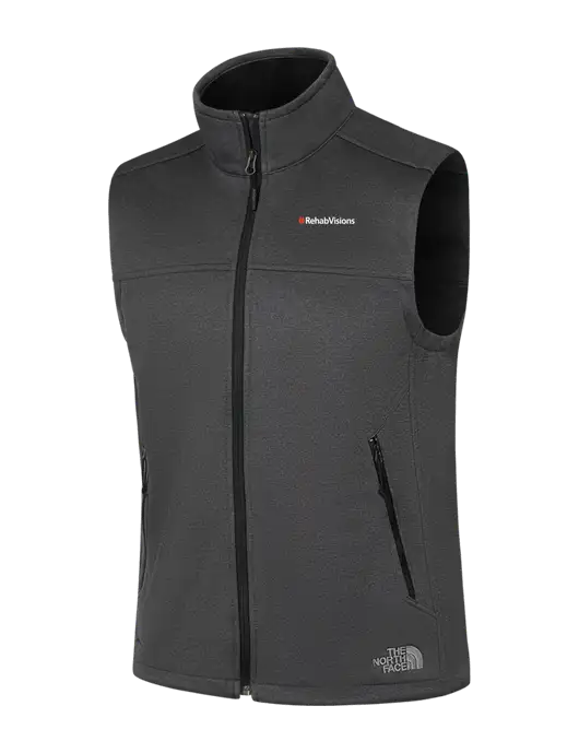 North Face Dark Grey Heather Ridgewall Soft Shell Vest w/RehabVisions Logo