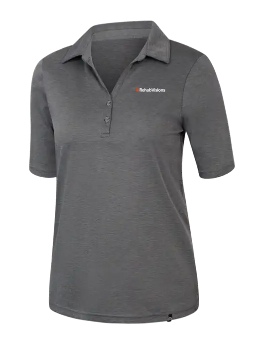 TravisMathew Womens Black Heather Sunsetters Polo w/RehabVisions Logo