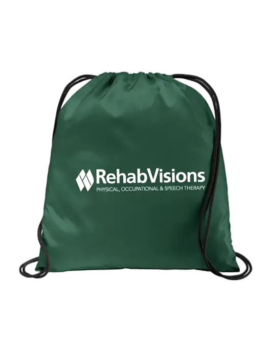 Drawstring Dark Green Cinch Pack w/RehabVisions Logo