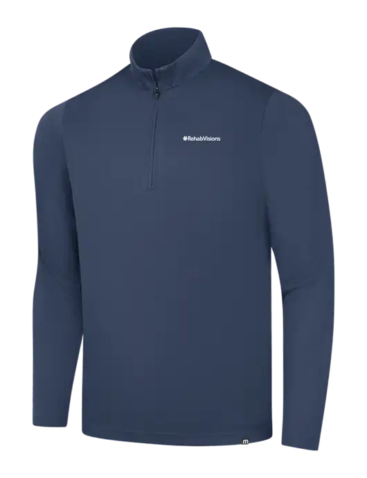 TravisMathew Navy Coveside ¼-Zip w/RehabVisions Logo