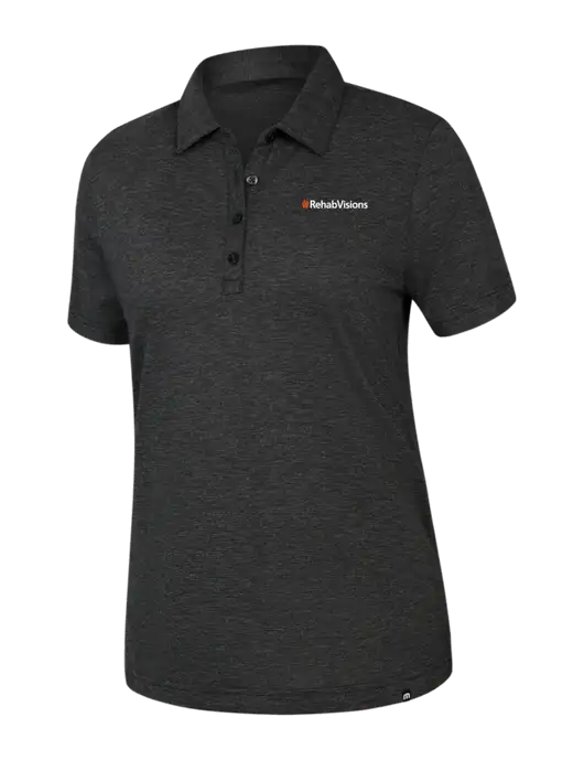 TravisMathew Womens Black Heather Sunnyvale Polo w/RehabVisions Logo