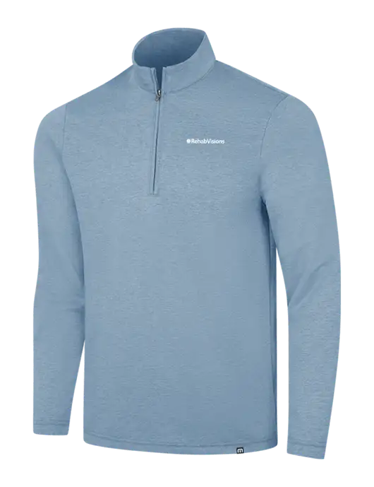 TravisMathew Light Blue Heather Coveside ¼-Zip w/RehabVisions Logo