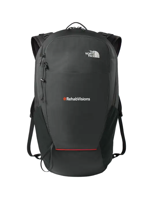 The North Face Dark Grey/Red Trim 18L Backpack w/RehabVisions Logo