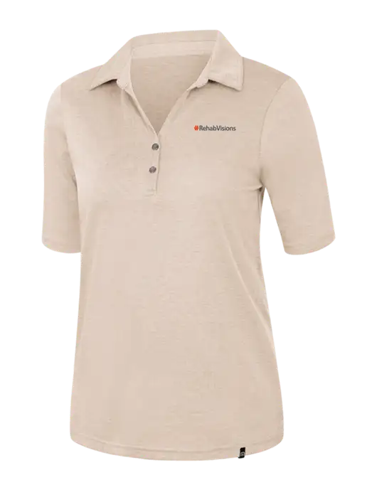 TravisMathew Womens Light Tan Heather Sunsetters Polo w/RehabVisions Logo
