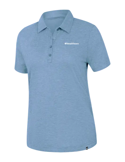 TravisMathew Womens Light Blue Heather Sunnyvale Polo w/RehabVisions Logo
