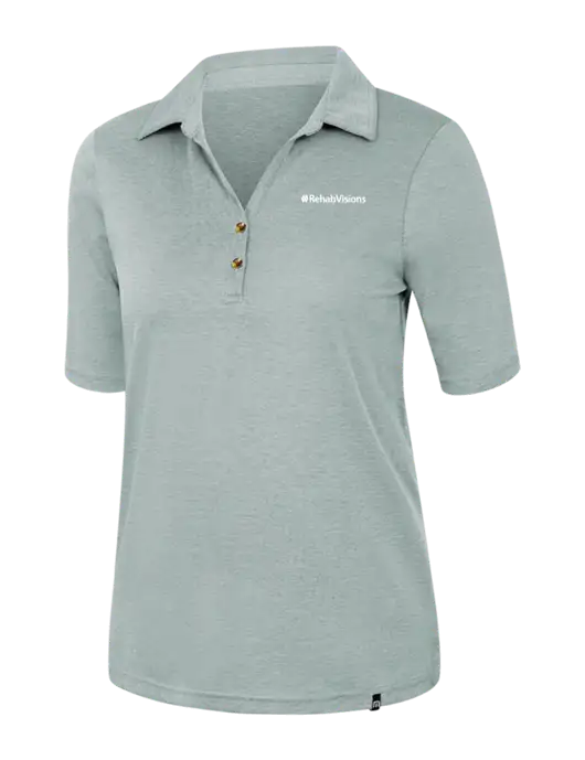 TravisMathew Womens Dark Green Heather Sunsetters Polo w/RehabVisions Logo