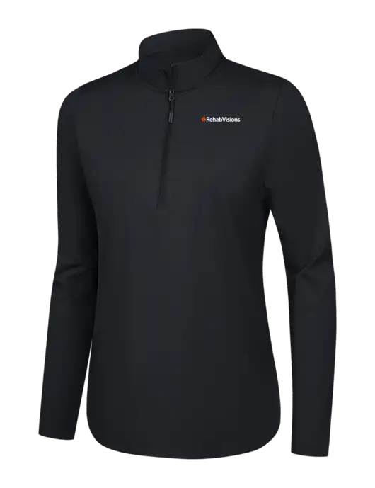  Womens Black C-FREE Double Knit 1/4-Zip w/RehabVisions Logo