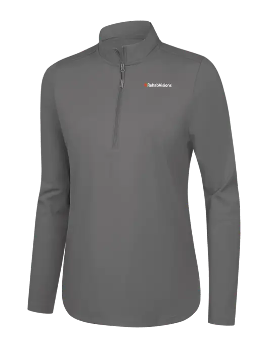  Womens Dark Medium Grey C-FREE Double Knit 1/4-Zip w/RehabVisions Logo