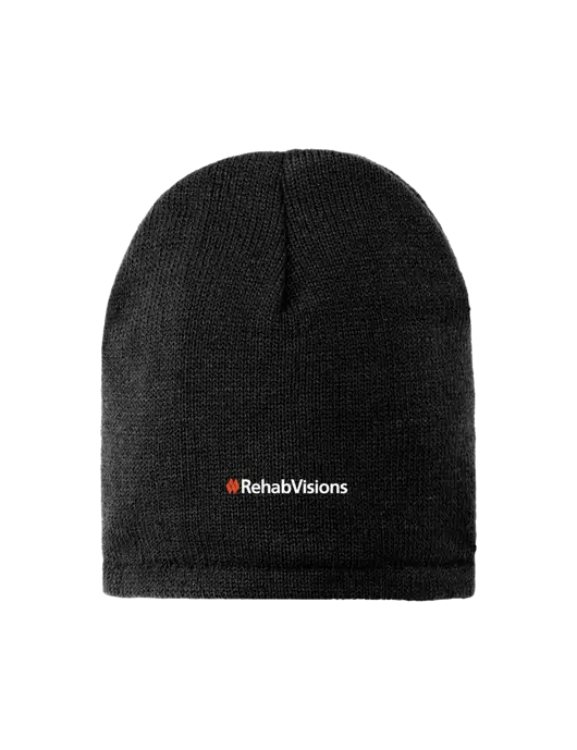 Black Fleece-Lined Beanie Cap w/RehabVisions Logo
