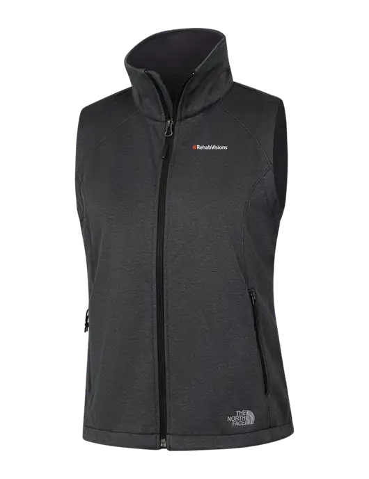 The North Face Womens Dark Grey Heather Ridgewall Soft Shell Vest  w/RehabVisions Logo