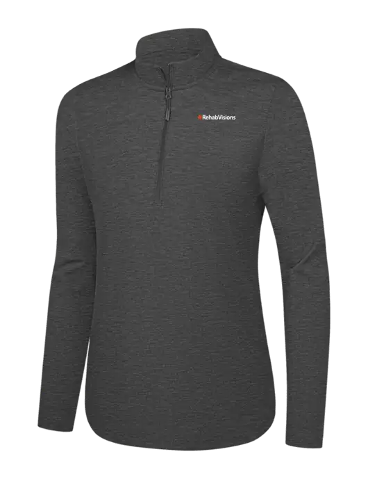  Womens Dark Grey Heather C-FREE Double Knit 1/4-Zip w/RehabVisions Logo