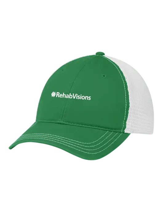 Richardson 111 Garment Washed Trucker Cap Kelly w/White Mesh w/RehabVisions Logo