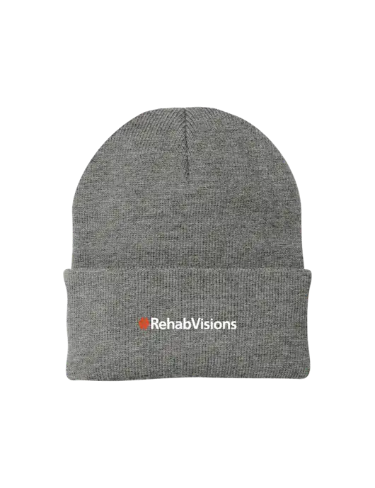 Medium Grey Heather Knit Cap w/RehabVisions Logo