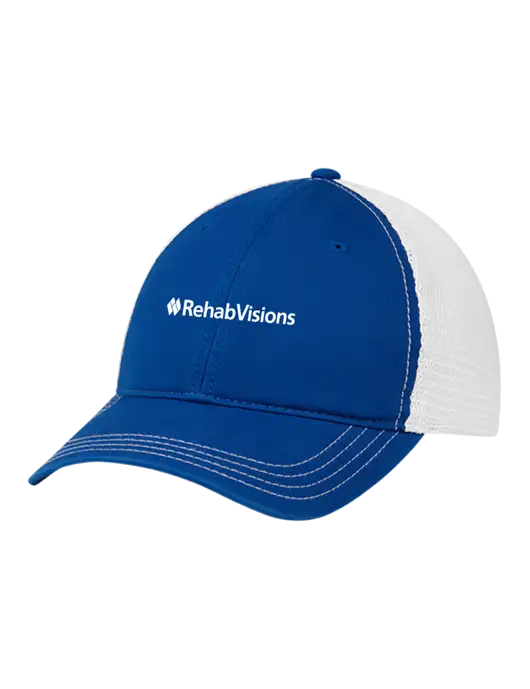Richardson 111 Garment Washed Trucker Cap Royal w/White Mesh w/RehabVisions Logo