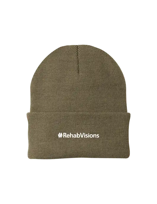 Dark Tan Knit Cap w/RehabVisions Logo