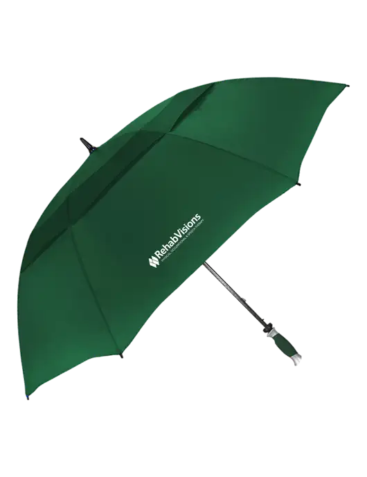 Dark Green Vented Typhoon Tamer Golf Umbrella w/RehabVisions Logo