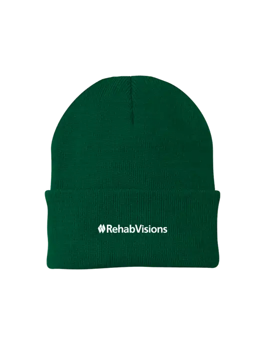 Dark Green Knit Cap w/RehabVisions Logo