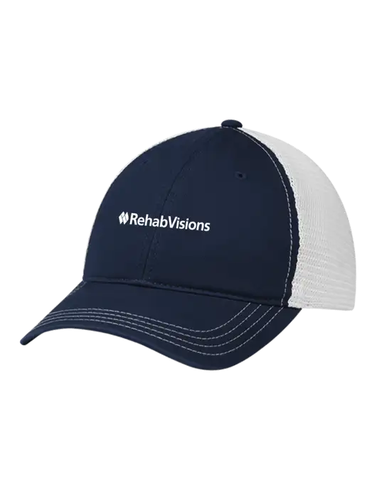 Richardson 111 Garment Washed Trucker Cap Navy w/White Mesh w/RehabVisions Logo