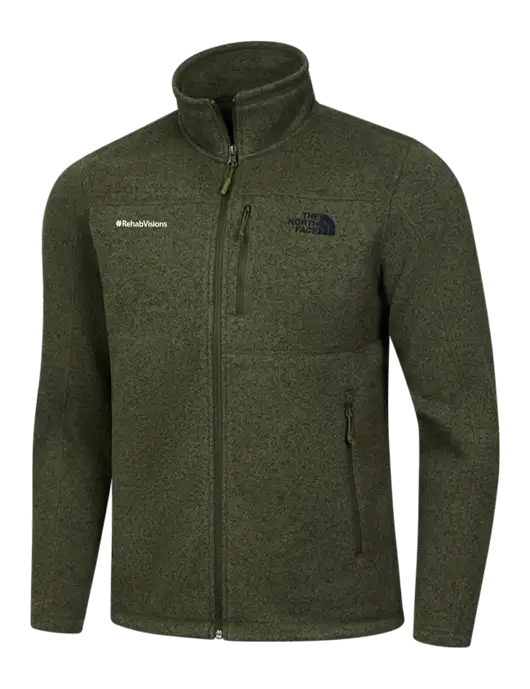 North Face Olive Heather Sweater Fleece Jacket w/RehabVisions Logo