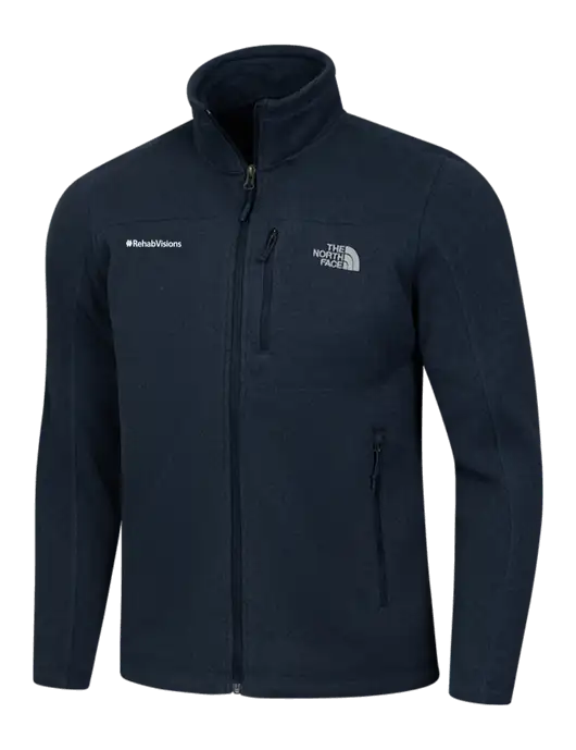 North Face Navy Heather Sweater Fleece Jacket w/RehabVisions Logo