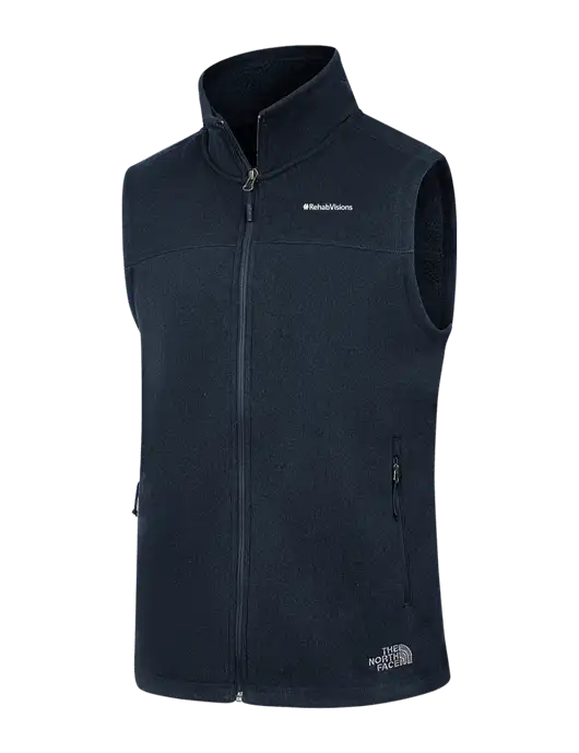 North Face Navy Heather Sweater Fleece Vest w/RehabVisions Logo