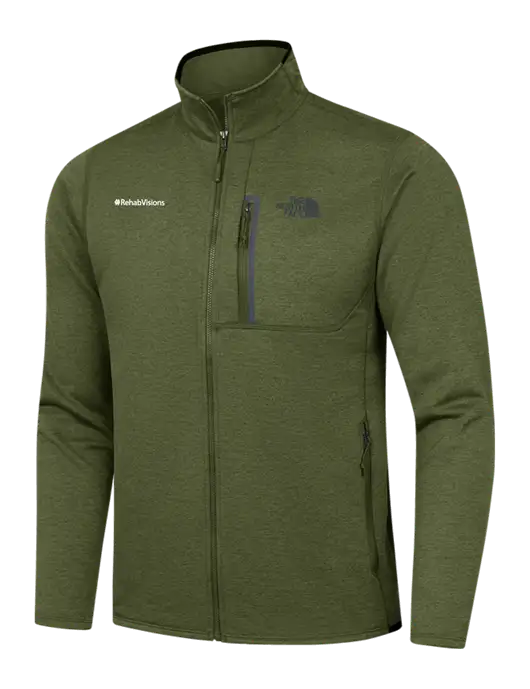 North Face Olive Heather Skyline Full-Zip Fleece Jacket w/RehabVisions Logo