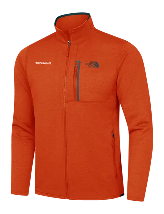 North Face Orange Heather/Navy Skyline Full-Zip Fleece Jacket w/RehabVisions Logo