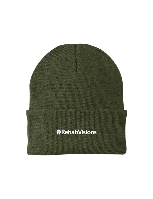 Dark Olive Green Knit Cap w/RehabVisions Logo