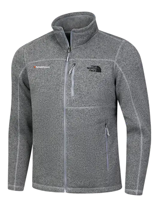 North Face Medium Grey Heather Sweater Fleece Jacket w/RehabVisions Logo