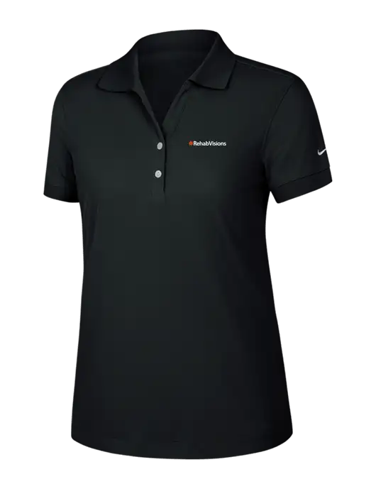 Nike Womens Dri-FIT Classic Black Polo w/RehabVisions Logo